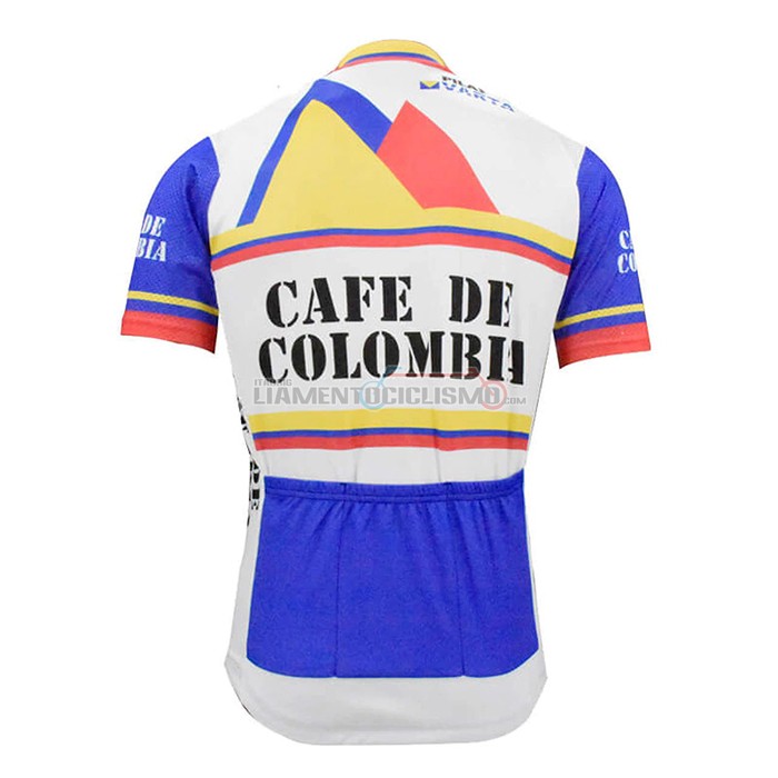 Abbigliamento Ciclismo Colombia Manica Corta 2021 Bianco Blu